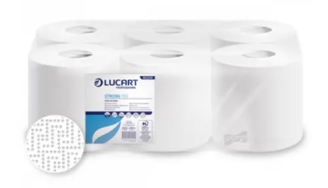 Prosop hartie alba derulare centrala 2 straturi H=21cm 150m 600 portii Lucart Strong 150 [ROLA]