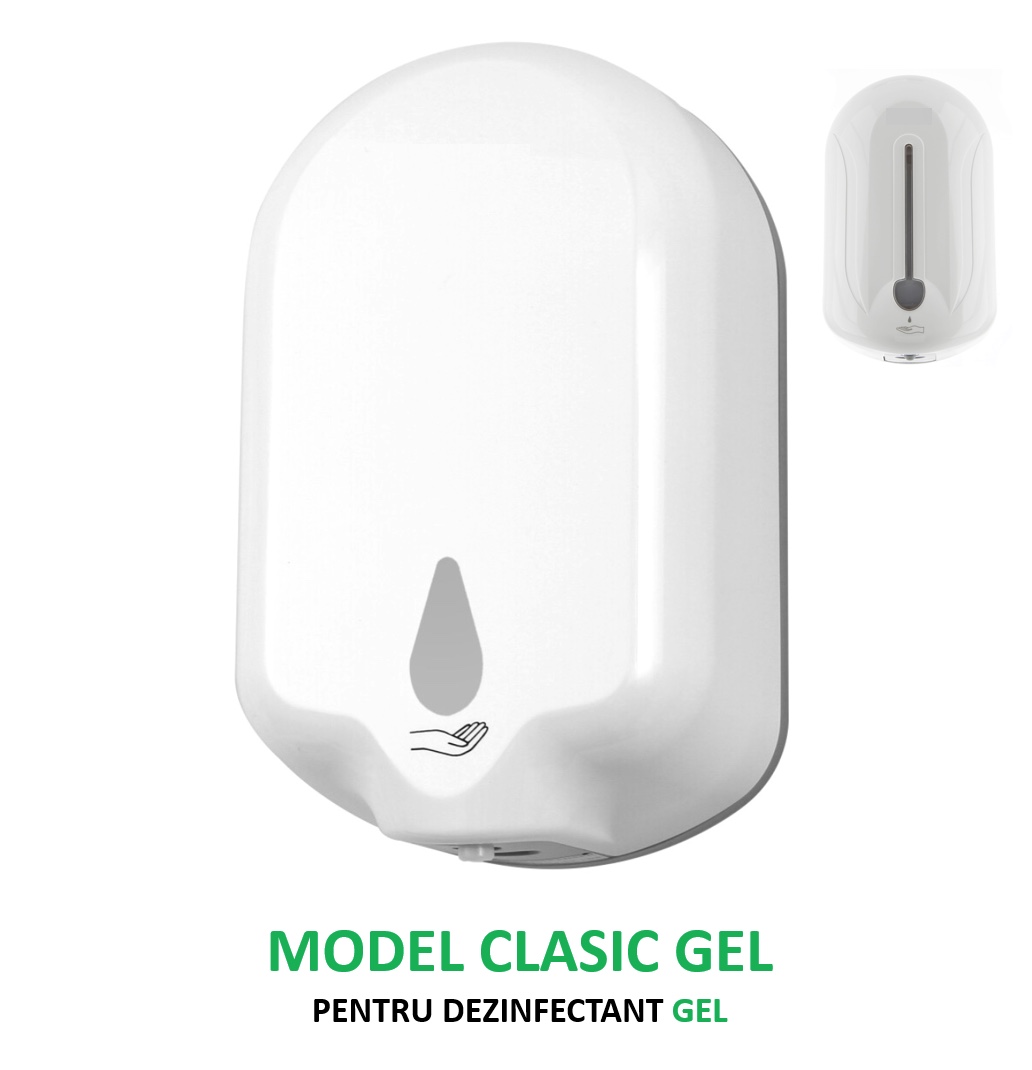 DISPENSER DEZINFECTANT CU SENZOR 1000ml (1100ml) MODEL CLASIC PENTRU SAPUN SAU GEL ALB