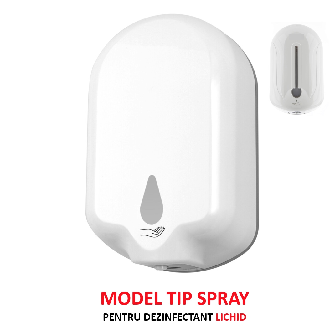 DISPENSER DEZINFECTANT CU SENZOR 1000ml (1100ml) MODEL SPRAY PENTRU LICHID (ALB)