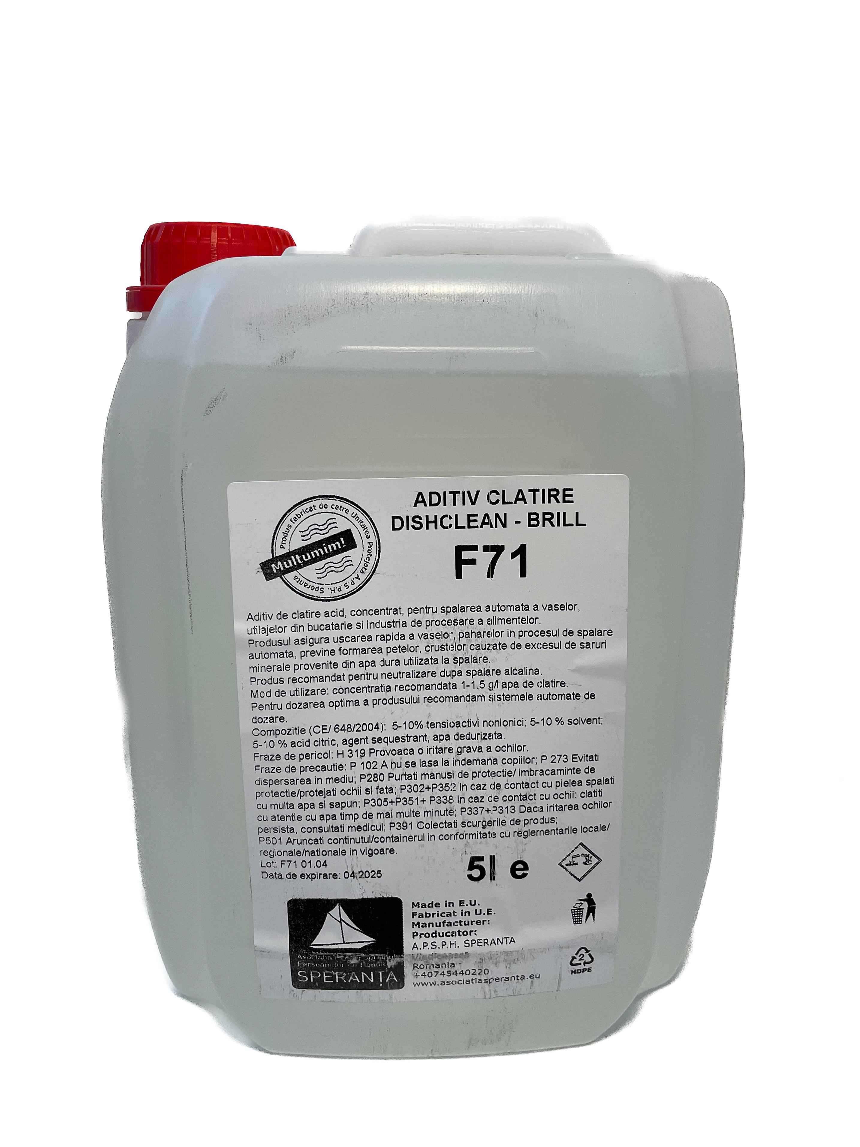 Aditiv clatire vase in masini Automate cu dozare DISHCLEAN-BRILL F71 5000ml [5 LITRI]