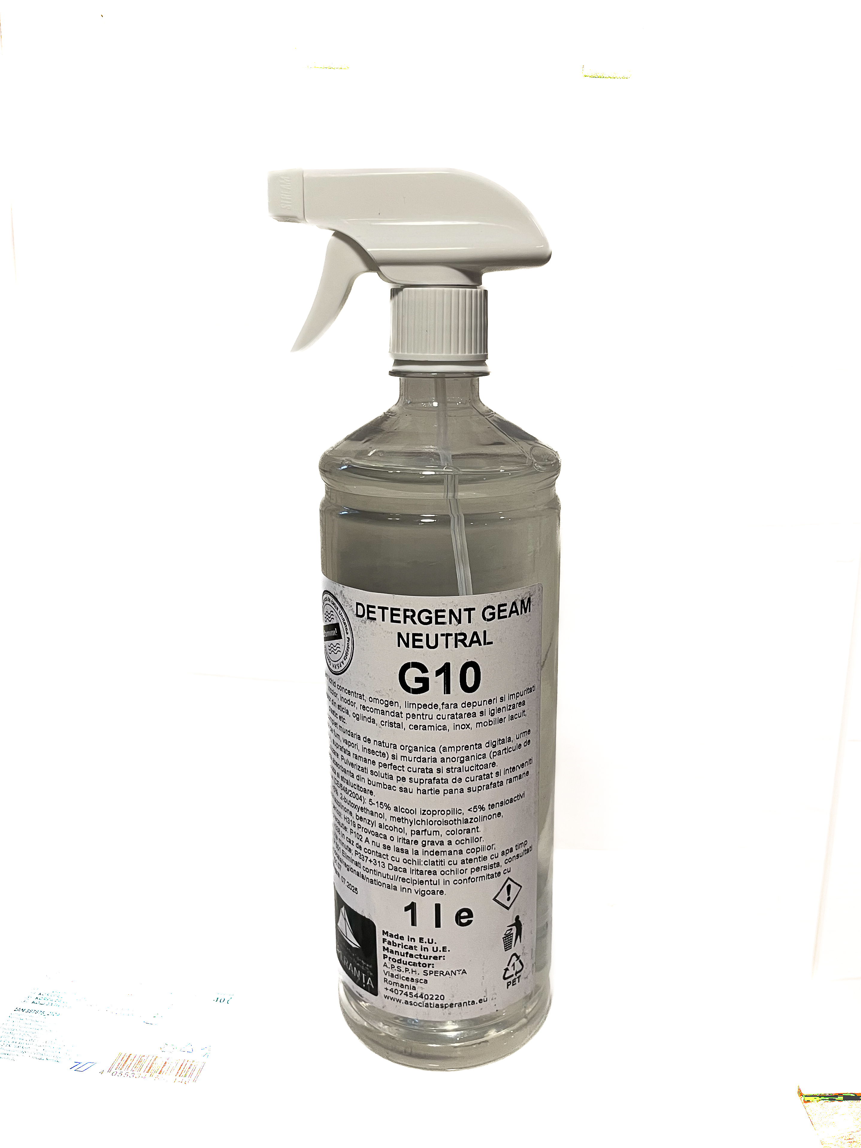 Detergent curatare geamuri G10 Neutral  (inodor si incolor) PET cu pulverizator 1000ml [1 LITRU]