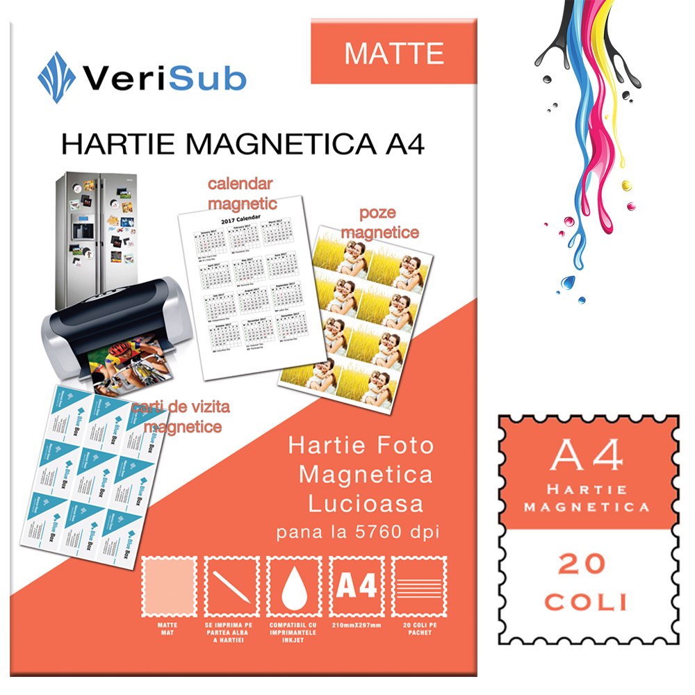 HARTIE MAGNETICA A4 VERISUB MATTE 20 COLI