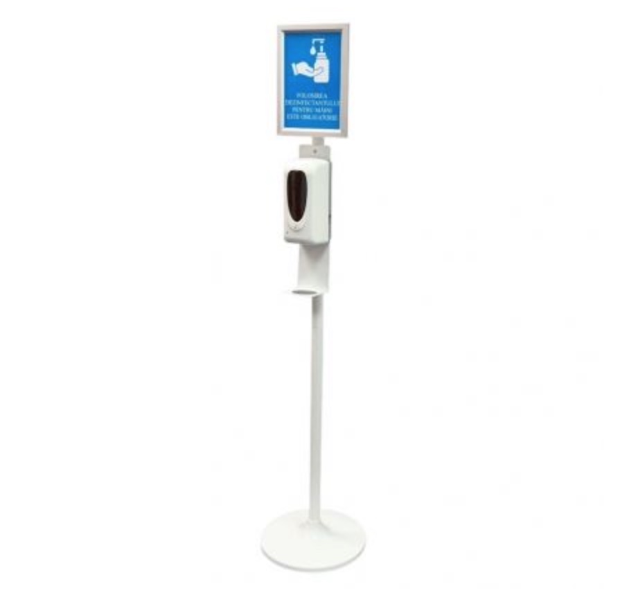 DISPENSER DEZINFECTANT CU SENZOR 1000ml (1100ml) PLUS STAND STATIV DE PODEA ALB